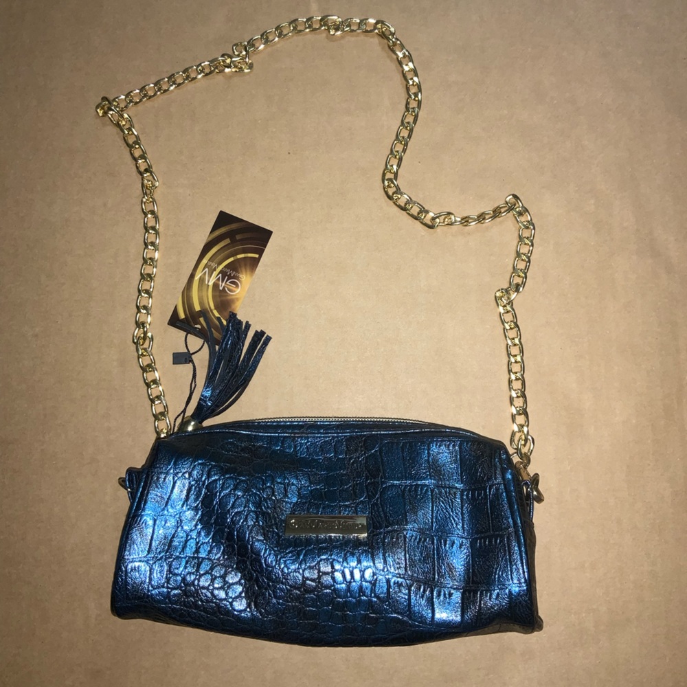 Blue snake print crossbody